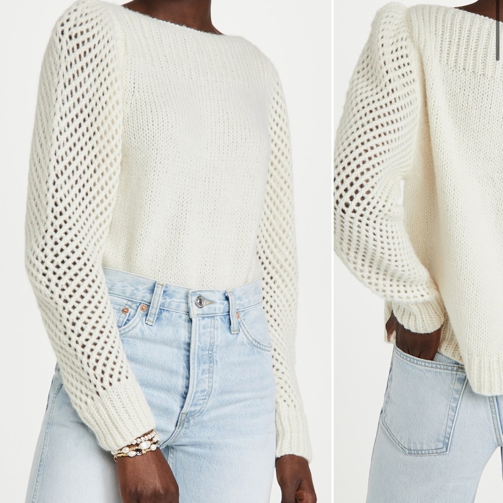 LoveShackFancy Rosie Pullover, Cream, Small